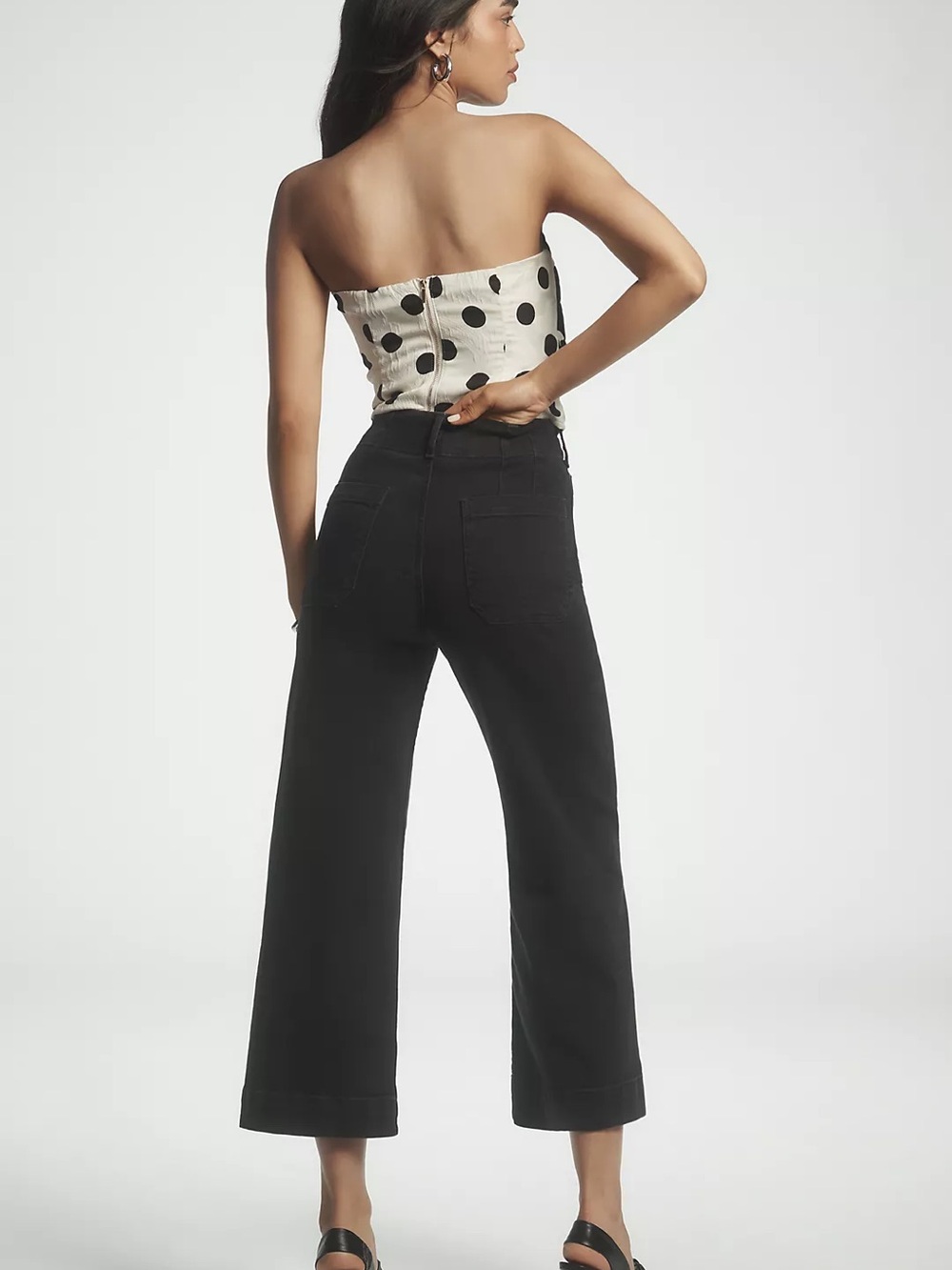 Maeve The Collette Black Cropped Wide-Leg Jeans Size 30 - Picture 2 of 6